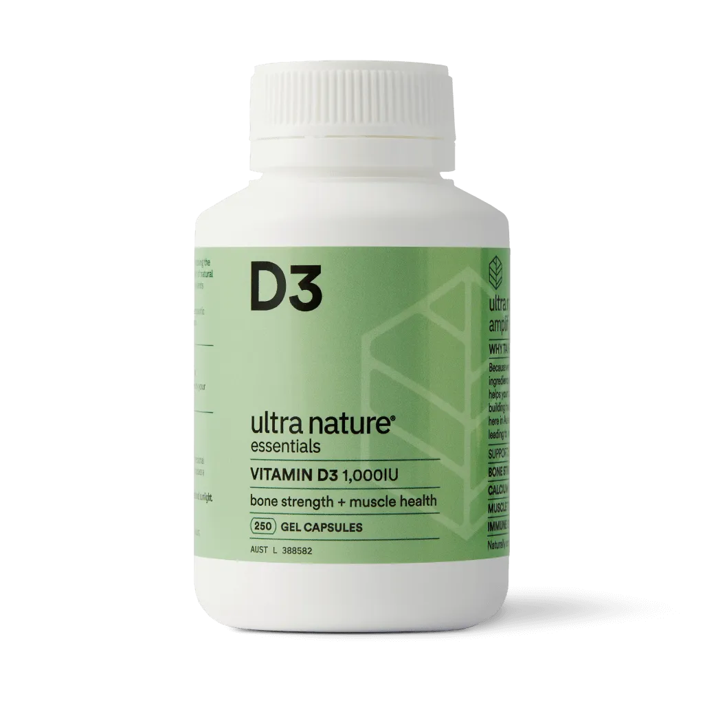 Ultra Nature Vitamin D3 1000IU 250 Gel Capsules