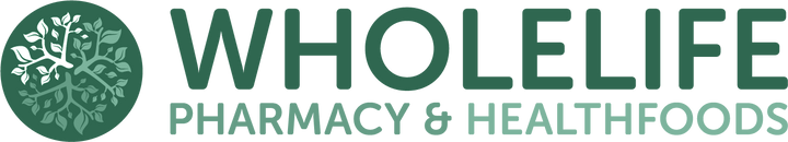 WholeLife Pharmacy & Healthfoods logo with green text and circular design element.