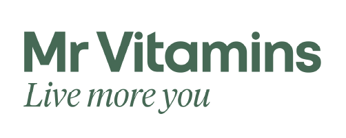 Mr Vitamins logo with tagline 'Live more you' on a white background