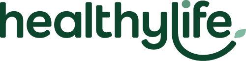 Logo of 'healthy life' in green text on a white background